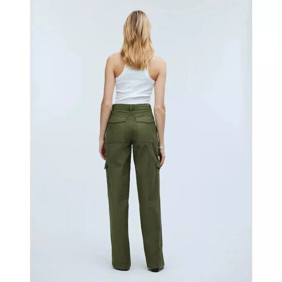 Madewell Griff Pants Superwide Leg Cargo Garment Dye Desert Olive Green NWT 27 - Picture 4 of 11